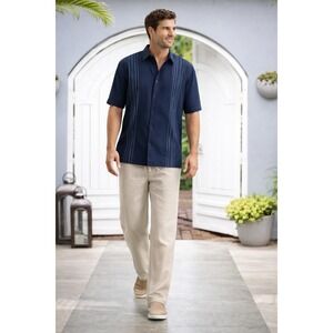 Havanera Linen Blend Drawstring Pants Stone Resort Casual Mens XL 40 42